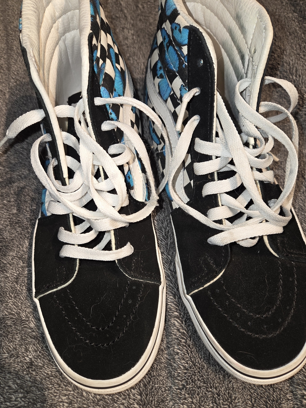 Vans Black and Blue High-Top Skate Sneakers